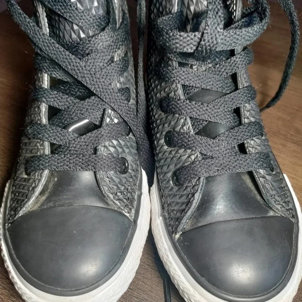 Converse All-Star Chuck Taylor black rubber sides hi-tops child size 12